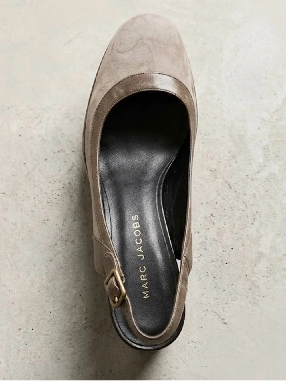 Marc Jacobs Taupe Suede Leather Slingback Platform Wedge Heels EU 39.5 US 9 Y2K